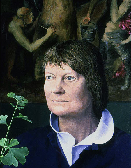 Iris Murdoch and Ginkgo branch (photo Tom Phillips)