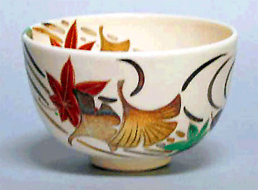 tea bowl with Ginkgo leaf